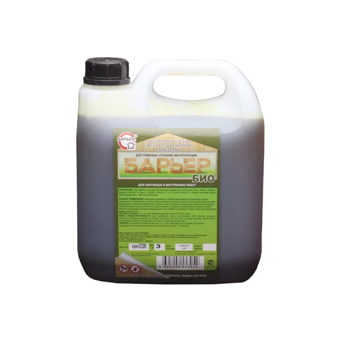 Биозащитный состав для древесины БАРЬЕР БИО мореный дуб, канистра 3 кг 4665296513052