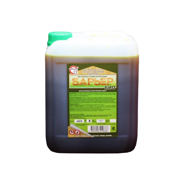 Биозащитный состав для древесины БАРЬЕР БИО мореный дуб, канистра 5 кг 4665296510686