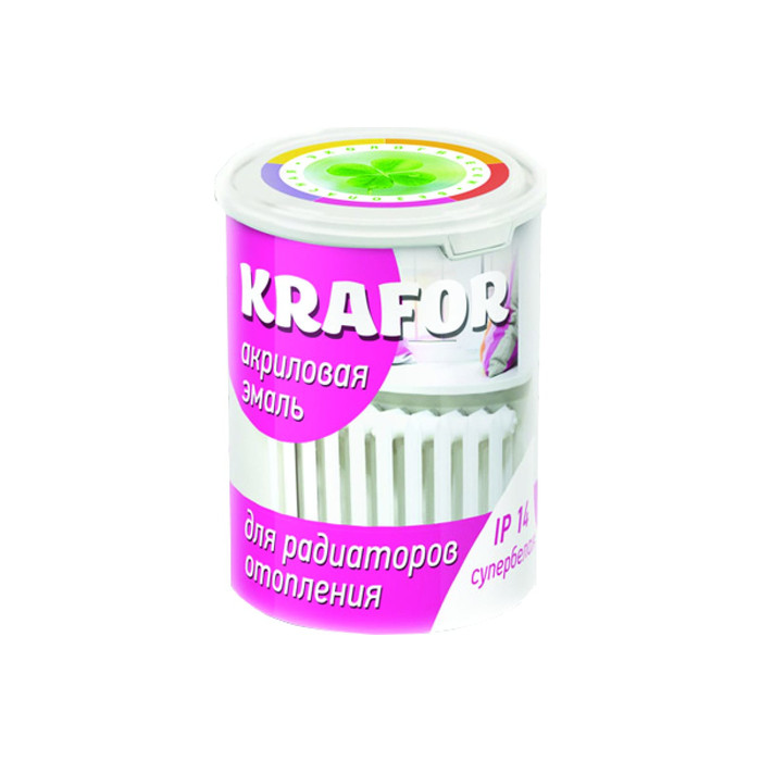 Акриловая эмаль для радиаторов KRAFOR супербелая 3 кг 1 44988