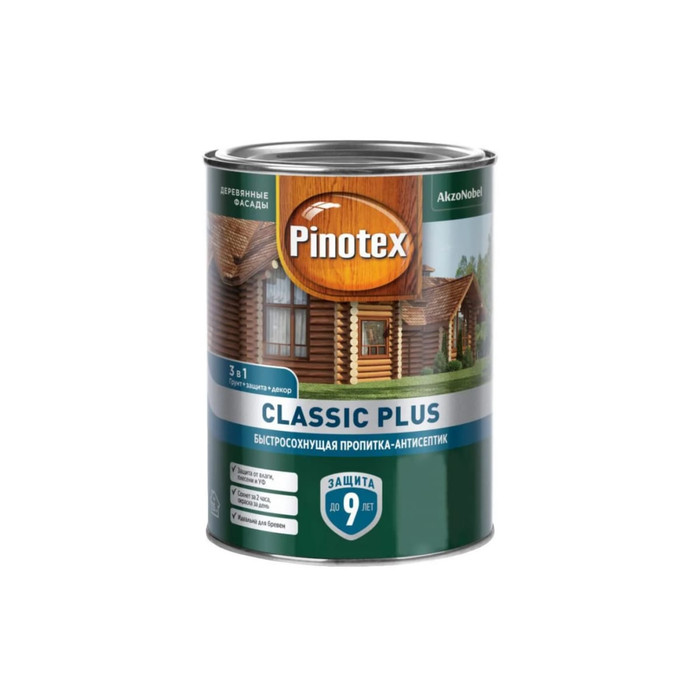 Быстросохнущая пропитка-антисептик 3в1 PINOTEX CLASSIC PLUS (лиственница; 0.9 л) 5727618