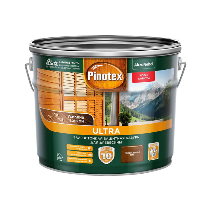 Влагостойкая защитная лазурь PINOTEX ULTRA NW (тик; 9 л) 5803414