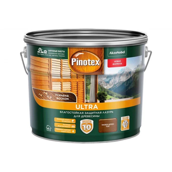 Влагостойкая защитная лазурь PINOTEX ULTRA NW (тик; 9 л) 5803414