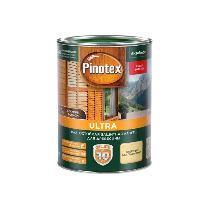 Влагостойкая защитная лазурь для древесины PINOTEX ULTRA NW (база под колеровку; 0,9 л) 5803754