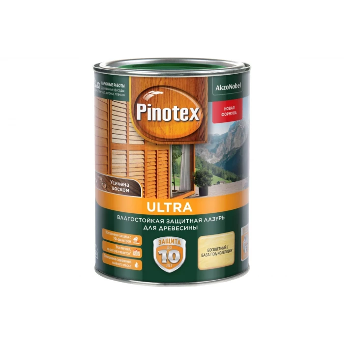 Влагостойкая защитная лазурь для древесины PINOTEX ULTRA NW (база под колеровку; 0,9 л) 5803754