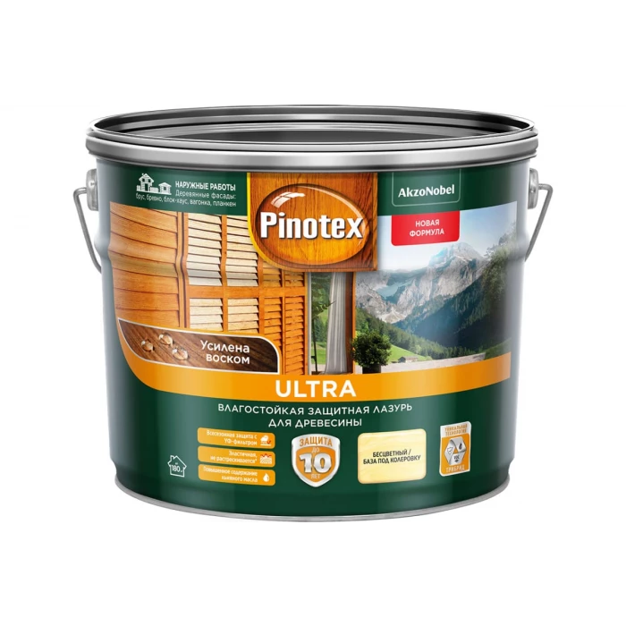 Влагостойкая защитная лазурь для древесины PINOTEX ULTRA NW (база под колеровку; 9 л) 5803415