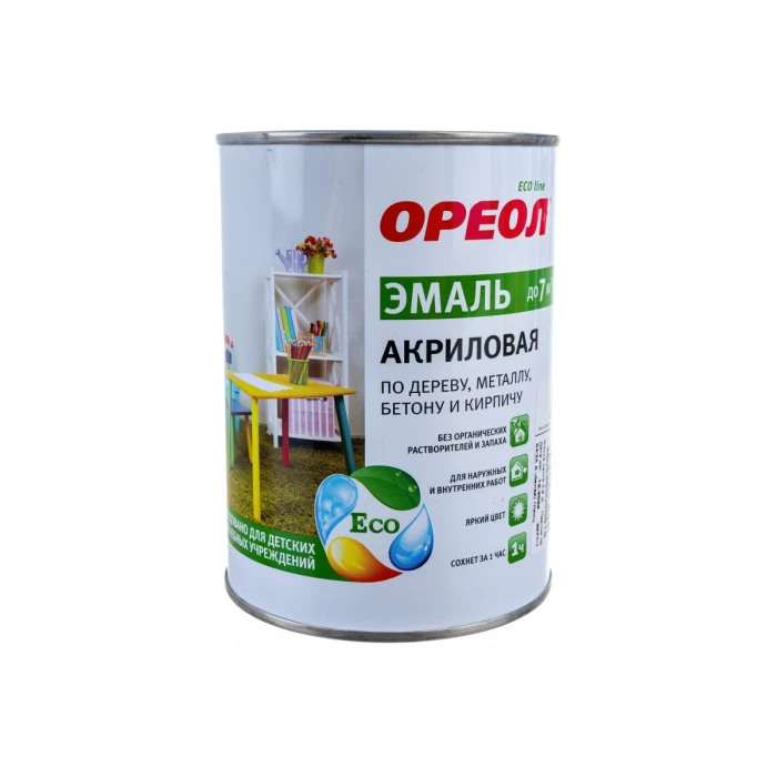 Акриловая эмаль Ореол (глянцевая; белая; 0.9 кг) 65244