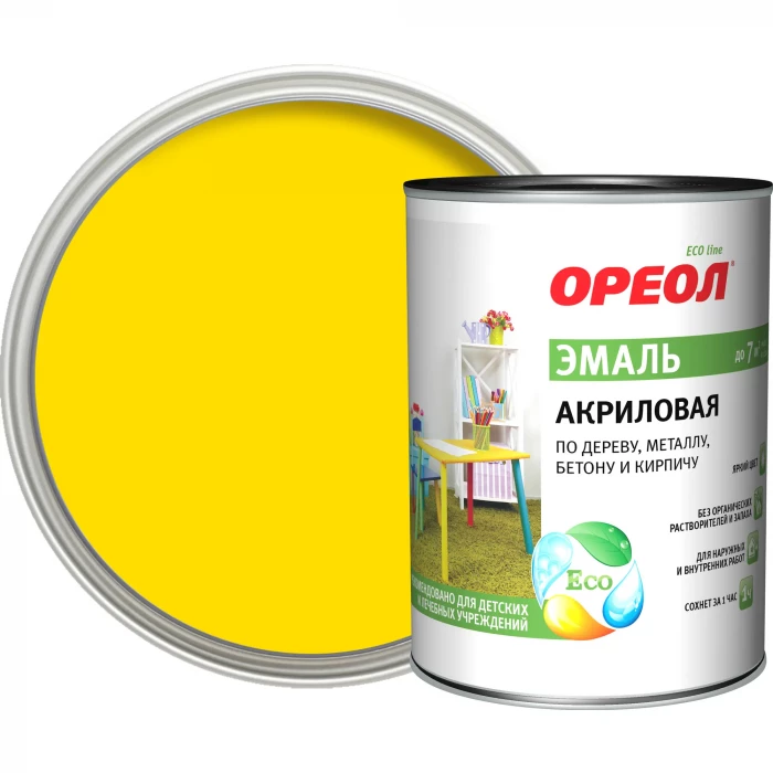 Акриловая эмаль Ореол (глянцевая; жёлтая; 0.9 кг) 65247