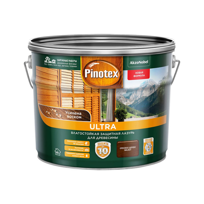 Влагостойкая защитная лазурь для древесины PINOTEX ULTRA NW (орех; 9 л) 5803406