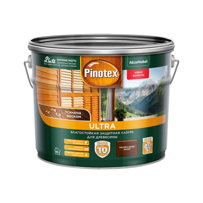 Влагостойкая защитная лазурь для древесины PINOTEX ULTRA NW (орех; 9 л) 5803406