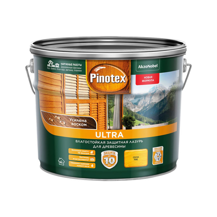 Влагостойкая защитная лазурь для древесины PINOTEX ULTRA NW (сосна; 9 л) 5803335