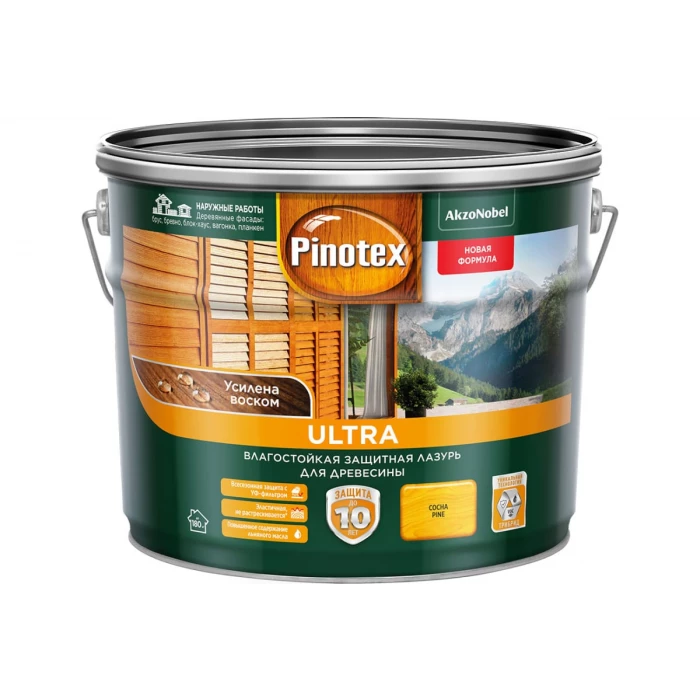 Влагостойкая защитная лазурь для древесины PINOTEX ULTRA NW (сосна; 9 л) 5803335