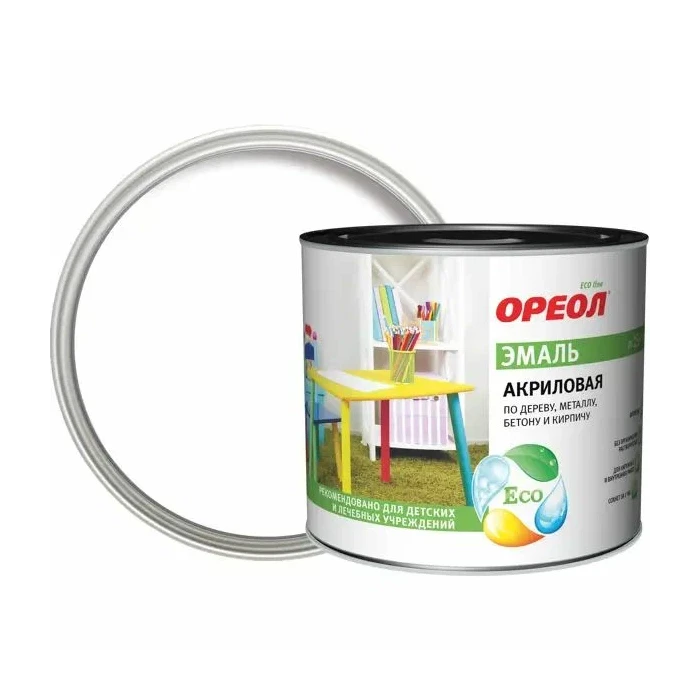 Акриловая эмаль Ореол (матовая; белая; 1.9 кг) 67599