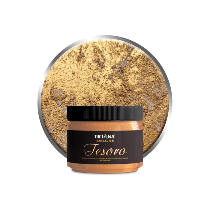 Акриловая эмаль с эффектом металлического блеска Ticiana DeLuxe Tesoro античное золото, 0.4 л 4300004120