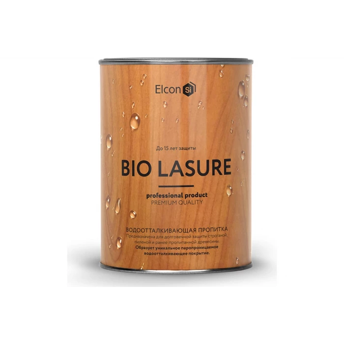 Водоотталкивающая пропитка Elcon Bio Lasure для защиты дерева до 15 лет, антисептик (орех; 0.9 л) 00-00461942