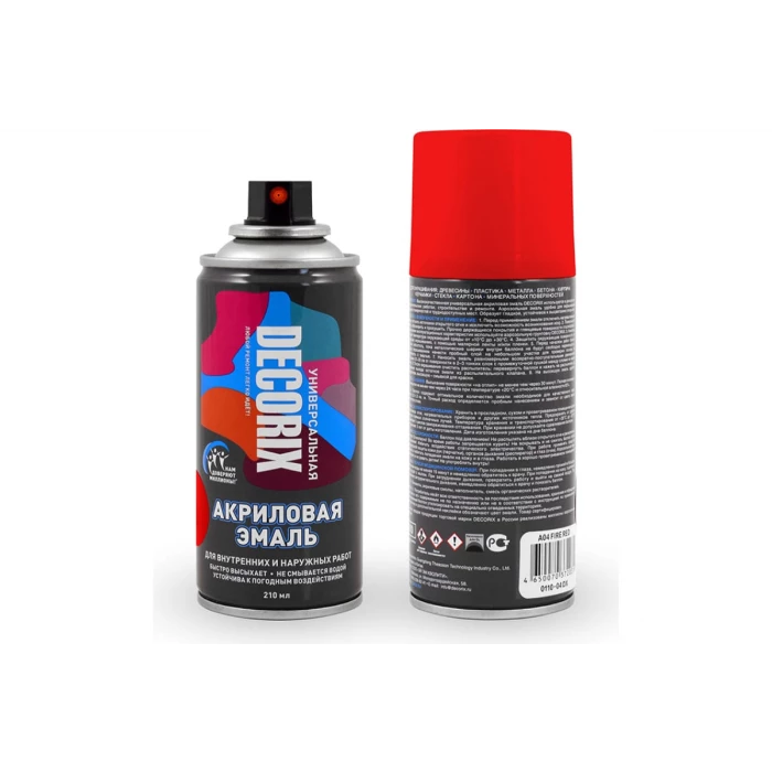 Аэрозольная акриловая эмаль Decorix (универсальная; красный; 210 мл) 0110-04 DX