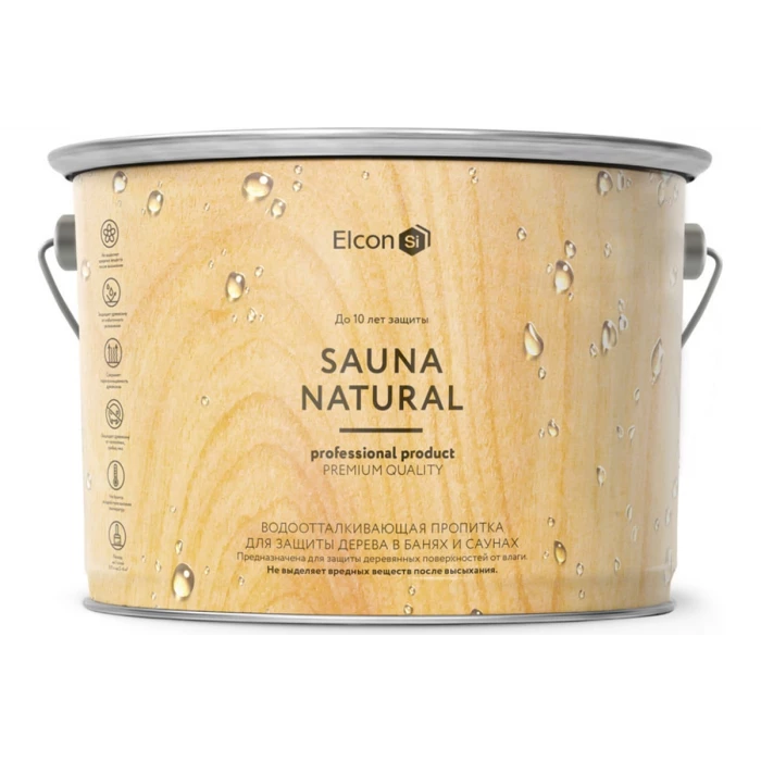 Водоотталкивающая пропитка для бань и саун, для дерева Elcon Sauna Natural 2 л 00-00461539