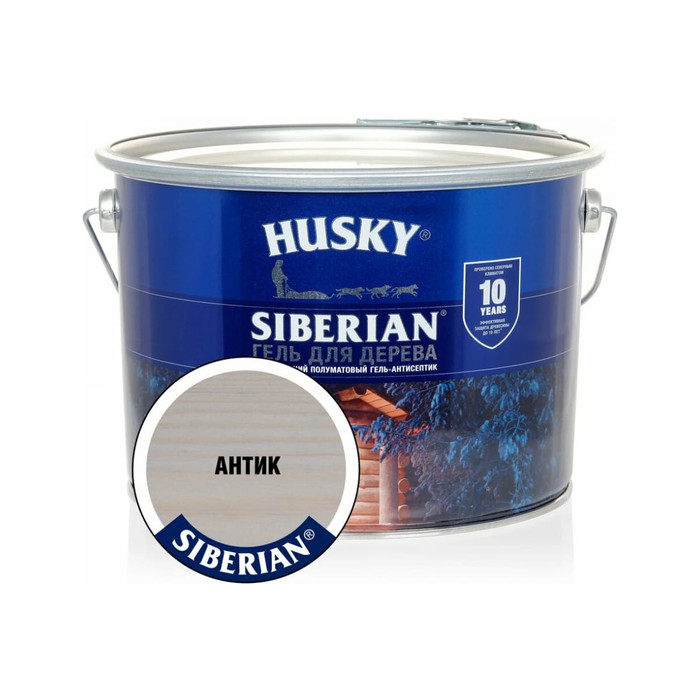 Гель-антисептик для дерева HUSKY SIBERIAN полуматовый антик 9 л 25296 фото 2