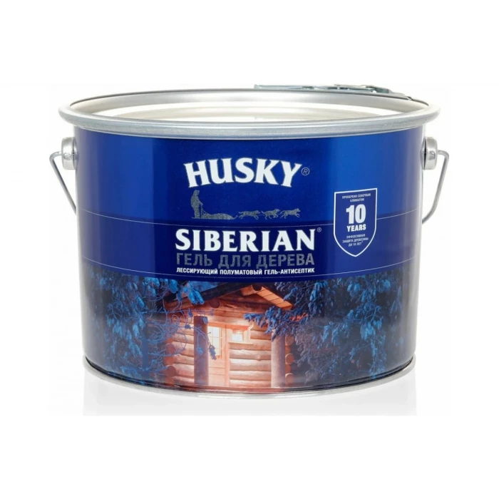 Гель-антисептик для дерева HUSKY SIBERIAN полуматовый тик 9 л 25307