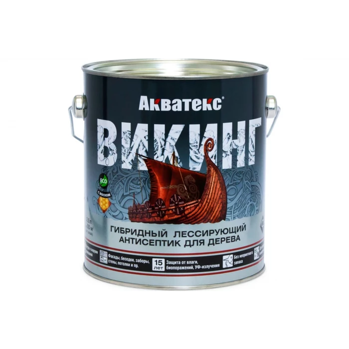 Гибридный лессирующий антисептик для дерева РОГНЕДА Акватекс Викинг (тик; 2.5 л) 220986