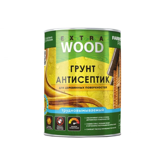 Грунт-антисептик Farbitex трудновымываемый, для деревянных поверхностей, 0.8 л 4300011881