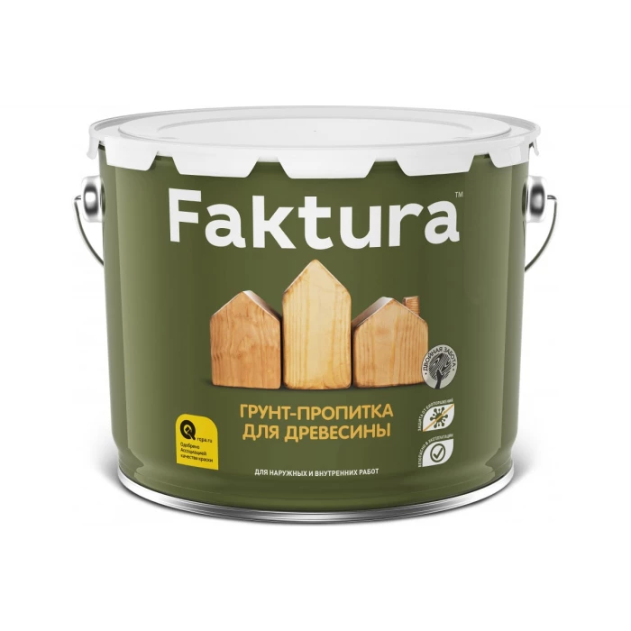 Грунт-пропитка для дерева FAKTURA с защитой от биопоражений, ведро 9 л, 208539
