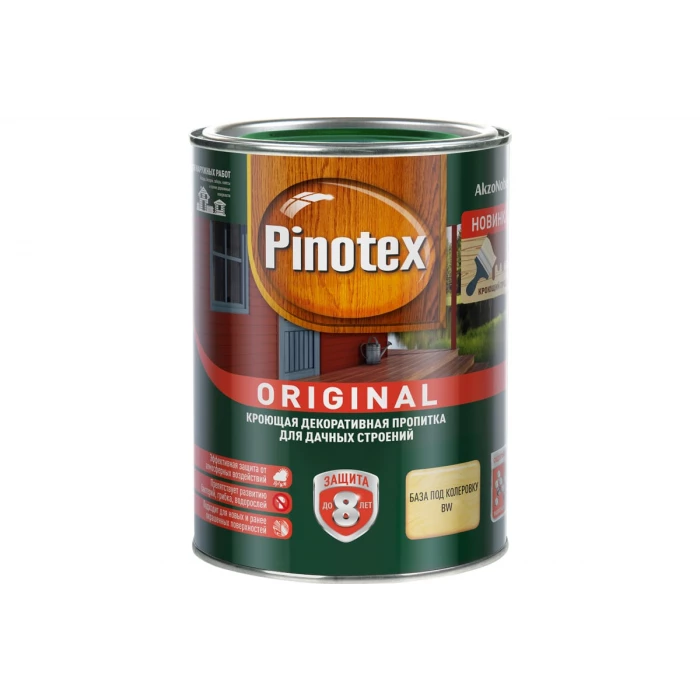 Декоративная пропитка PINOTEX ORIGINAL (кроющая с добавлением воска; база под колеровку BW; 0.9 л) 5279187
