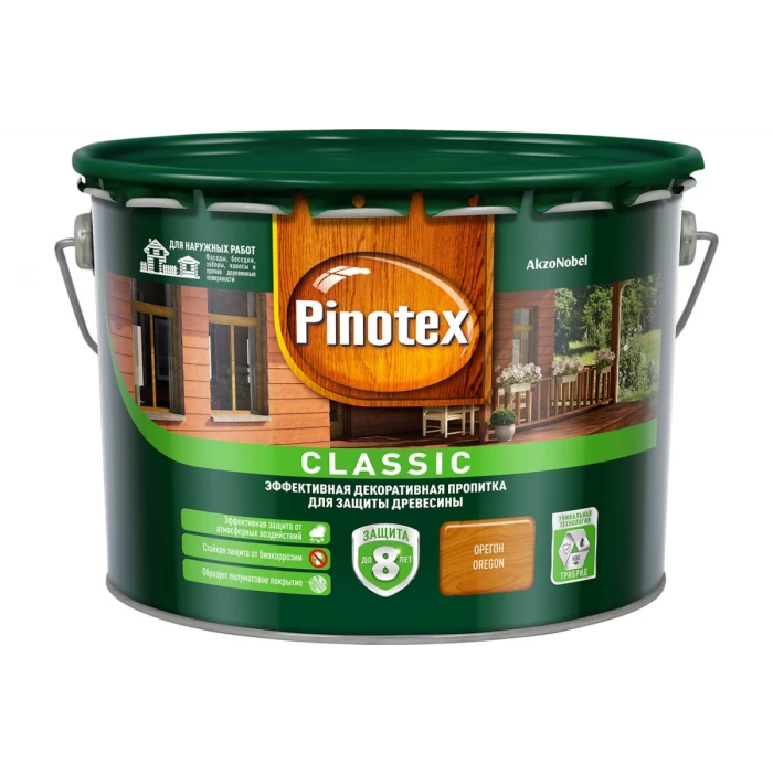 Декоративная пропитка для защиты древесины PINOTEX CLASSIC NW (орегон; 9 л) 5270888