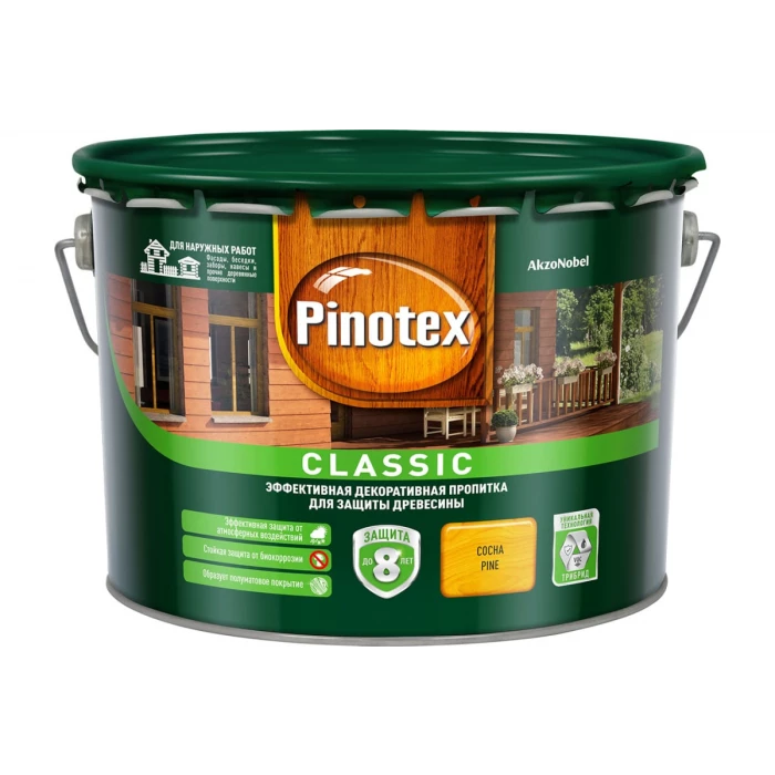 Декоративная пропитка для защиты древесины PINOTEX CLASSIC NW (сосна; 9 л) 5270890