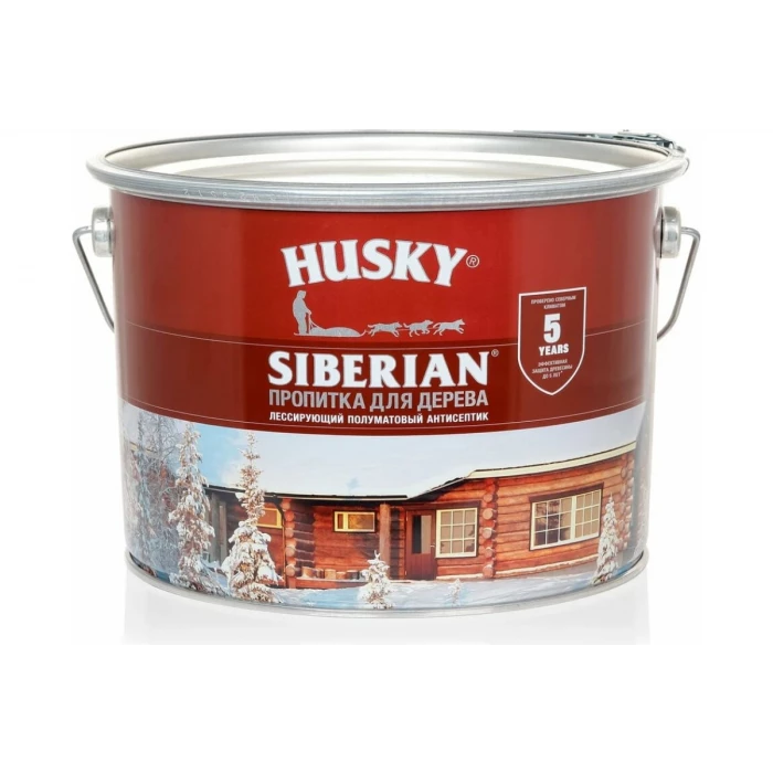 Декоративная пропитка-антисептик HUSKY SIBERIAN для дерева полуматовая белый 9 л 28809