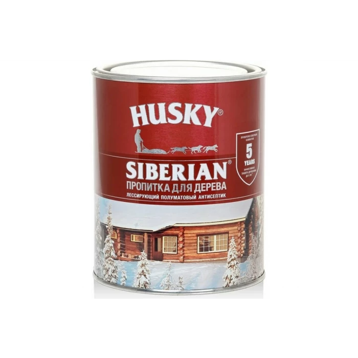 Декоративная пропитка-антисептик HUSKY SIBERIAN для дерева полуматовая бесцветный 0,9 л 28810