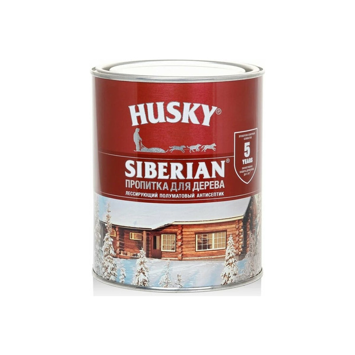 Декоративная пропитка-антисептик HUSKY SIBERIAN для дерева полуматовая рябина 0,9 л 28834