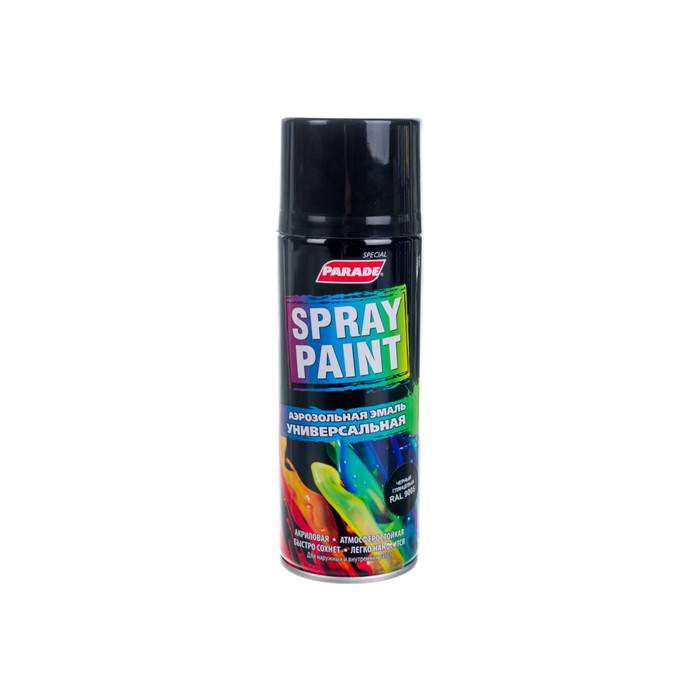 Аэрозольная эмаль PARADE SPRAY PAINT RAL 9005 Черный глянцевый Лк-00008533 фото 5