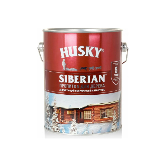Декоративная пропитка-антисептик для дерева HUSKY SIBERIAN полуматовая ореховое дерево 2,7 л 28826
