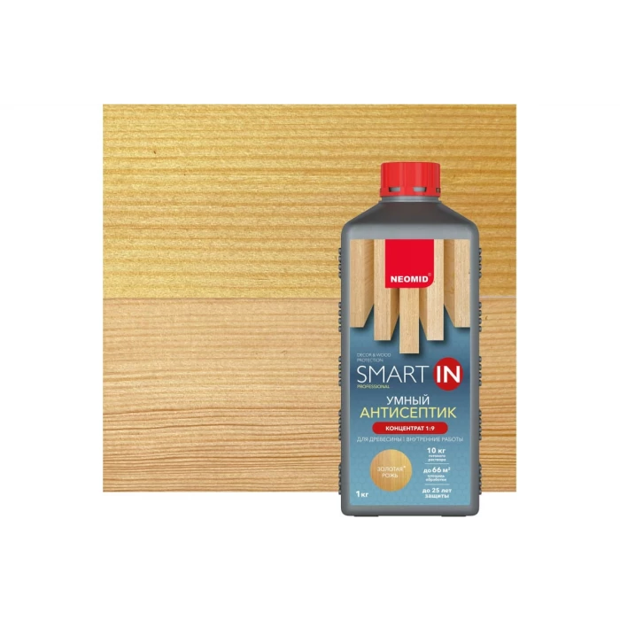 Декоративный антисептик NEOMID Smart In для внутренних работ, золотая рожь, 1 кг Н-Sm_In-1/зол.рожь