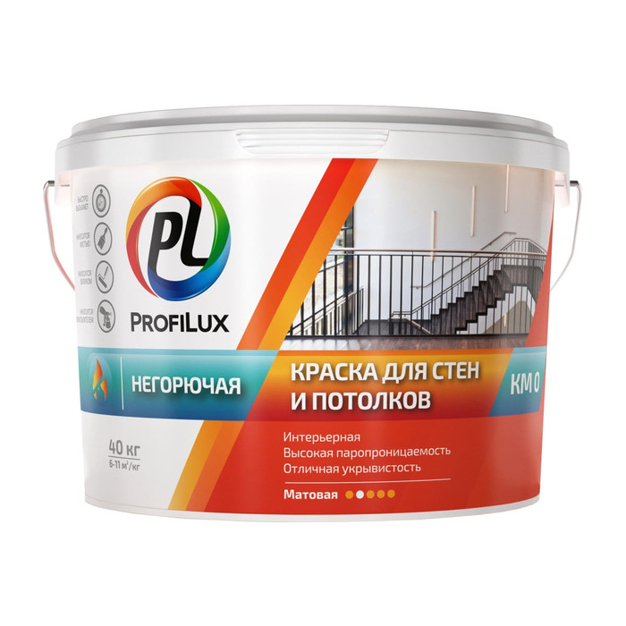 ВД краска негорючая Profilux для стен и потолков 40 кг МП00-007311