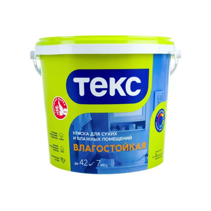 Влагостойкая в/д краска Текс универсал 7 кг 19189