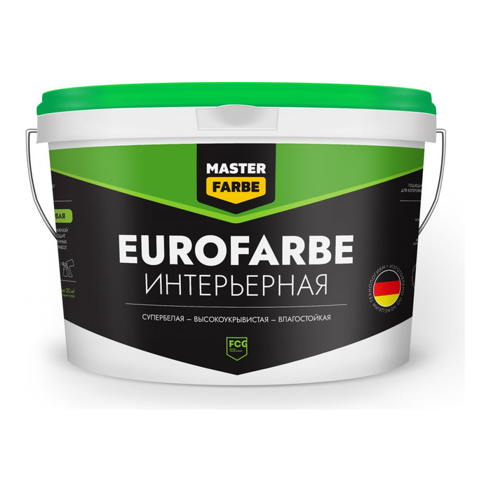 Водно-дисперсионная краска MASTER FARBE Eurofarbe (влагостойкая; белая; 3 кг) 4631159427415