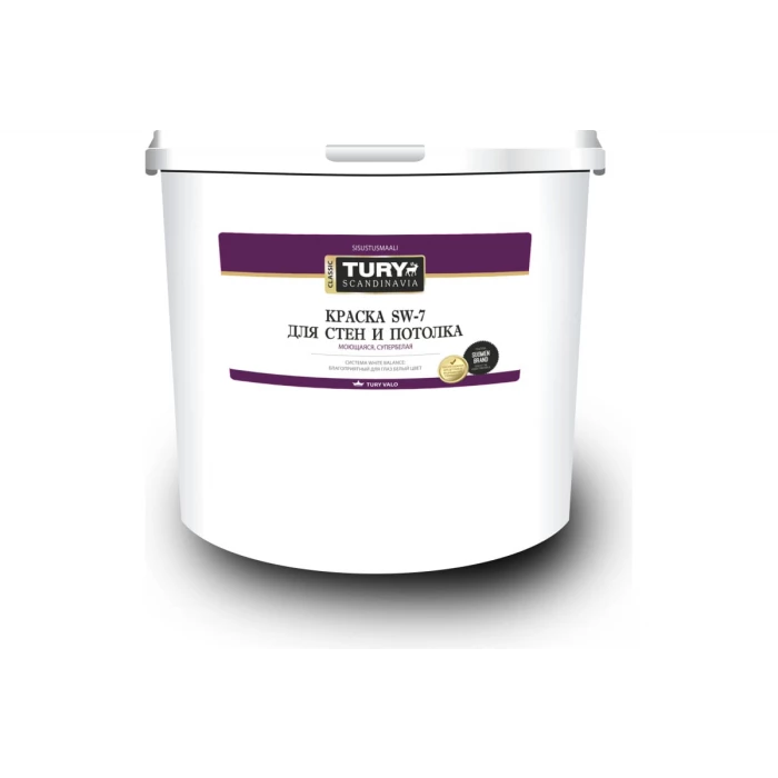 Водно-дисперсионная краска TURY SW-7 (моющаяся; супербелая; 4 кг) 00002008500