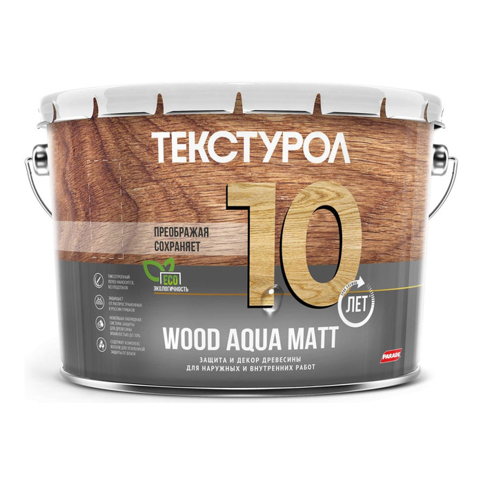 Деревозащитное средство на водной основе Текстурол WOOD AQUA MATT белый 10л Лк-00008236