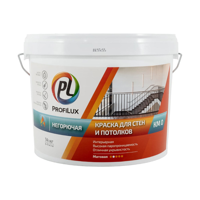 Водно-дисперсионная краска для стен и потолков Profilux (негорючая; 14 кг) МП00-007312