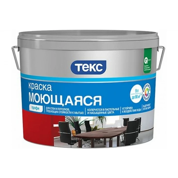 Водно-дисперсионная краска ТЕКС Профи (моющаяся; база D; 9 л) 53970