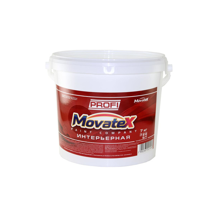 Водоэмульсионная интерьерная краска Movatex PROFI супербелая, моющаяся, 7 кг Т04682