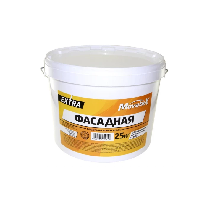 Водоэмульсионная краска Movatex EXTRA фасадная, 25 кг Т33757
