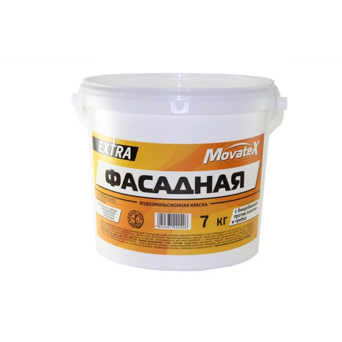 Водоэмульсионная краска Movatex EXTRA фасадная, 7 кг Т11934