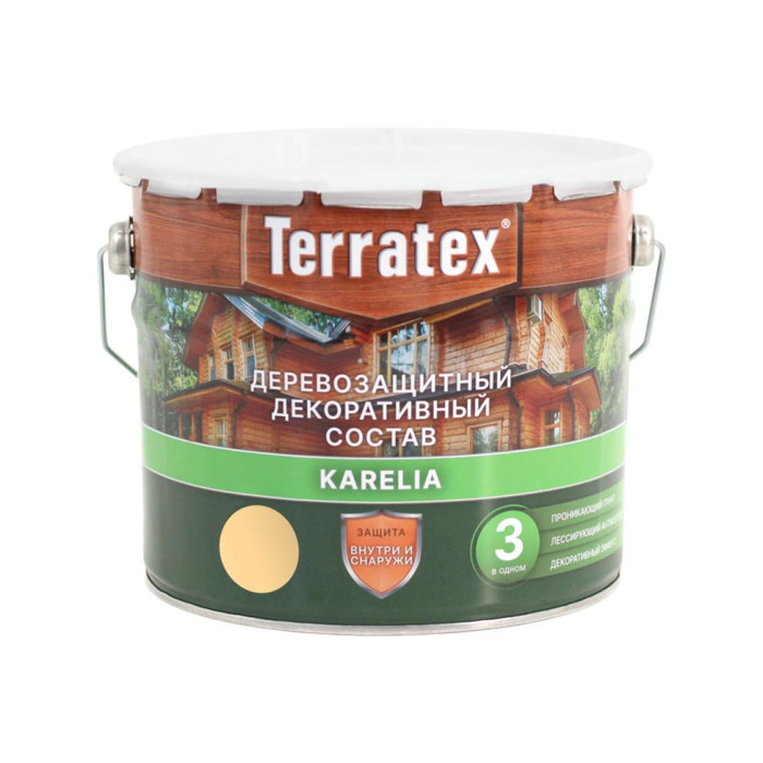 Деревозащитный декоративный состав ТЕРРАТЕКС бесцветный, 2.25 кг, 3 л ЭК000136997
