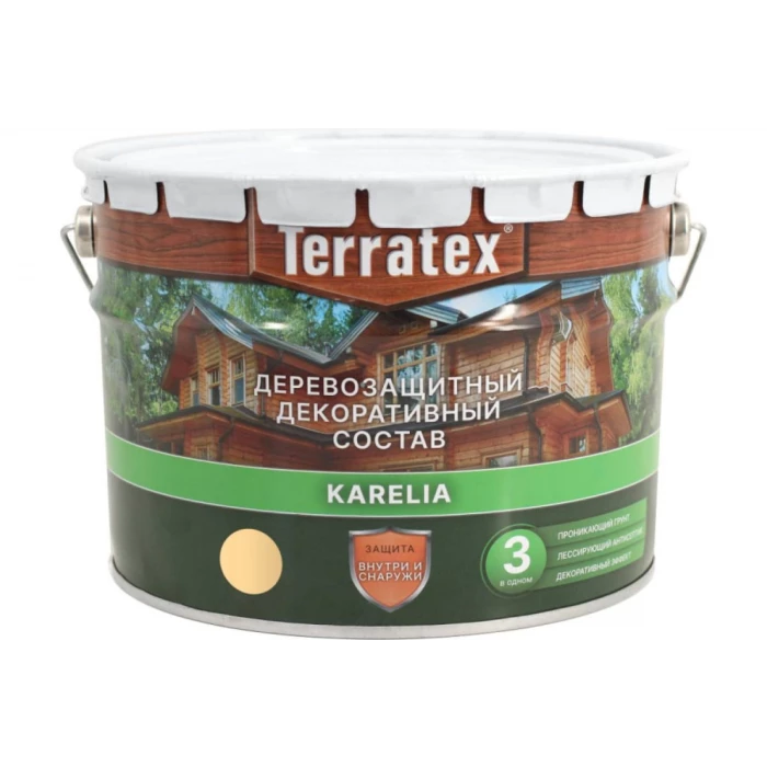 Деревозащитный декоративный состав ТЕРРАТЕКС бесцветный, 7.5 кг, 9 л ЭК000137007