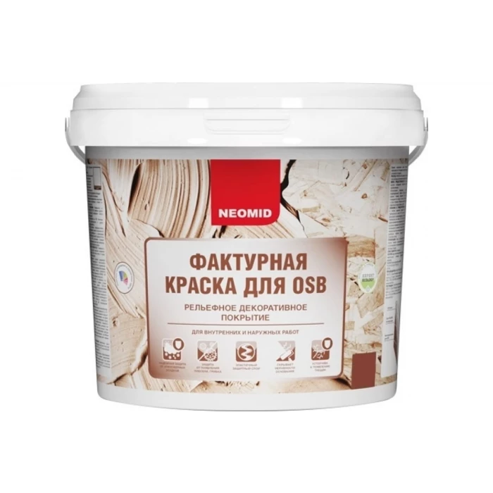 Декоративная эластичная фактурная краска для плит OSB Neomid 3,5 кг голубой Н-ФактКр-3,5/гол