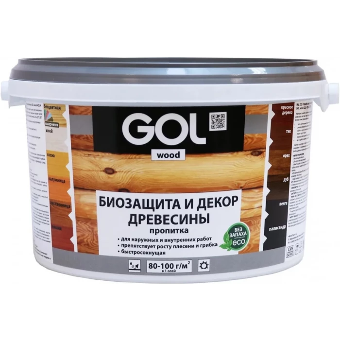 Защитно-декоративная пропитка Palizh GOL wood AQUA (2.5 кг; вишня) 11606236