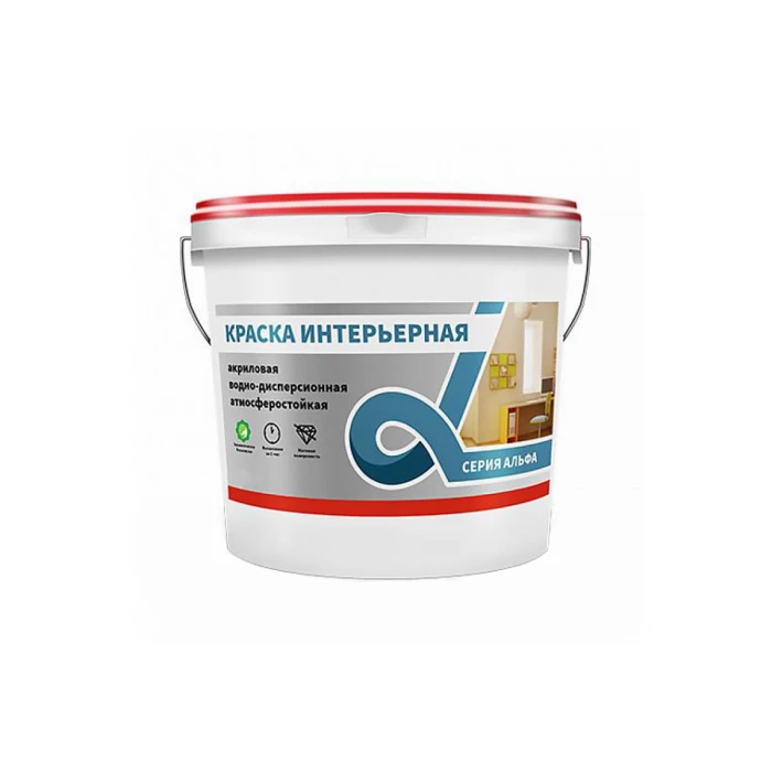 Интерьерная водно-дисперсионная краска KRAFOR супербелая 40 кг 1 Альфа 42763