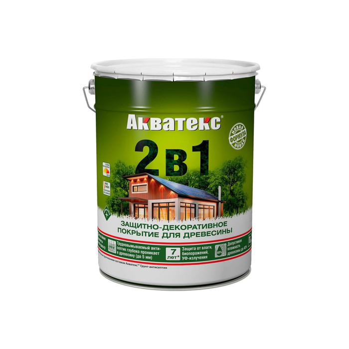 Защитно-декоративное покрытие для дерева Акватекс полуматовое, 20 л, сосна 257240